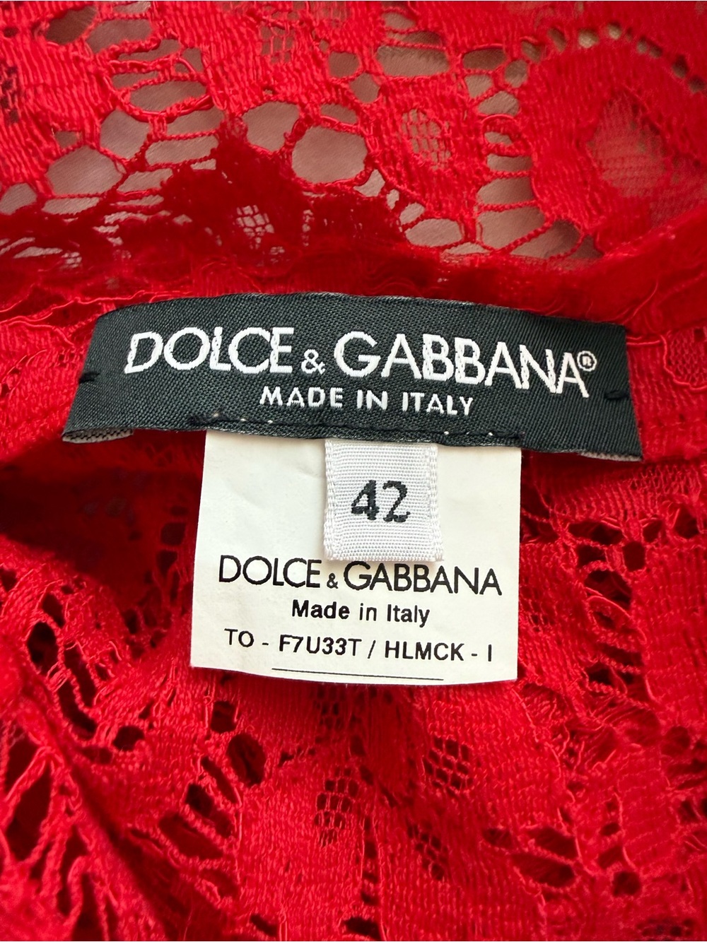 Dolce Gabbana Red Lace Sleeveless Cocktail Dress Top , size 42 or M - Picture 8 of 8